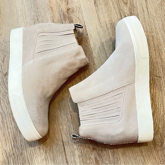Dolce Vita Waite Suede Platform Wedge Sneaker Booties in Taupe NWT! Size 9 1/2 - Picture 4 of 11